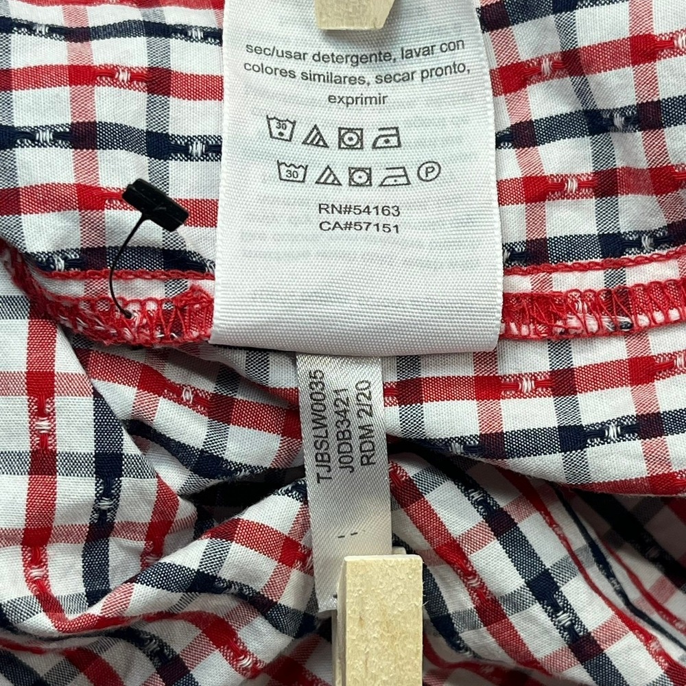 Tommy Hilfiger Shirt Dress Red White Blue Plaid Belted Sleeveless Cotton Size 14 - Picture 6 of 8